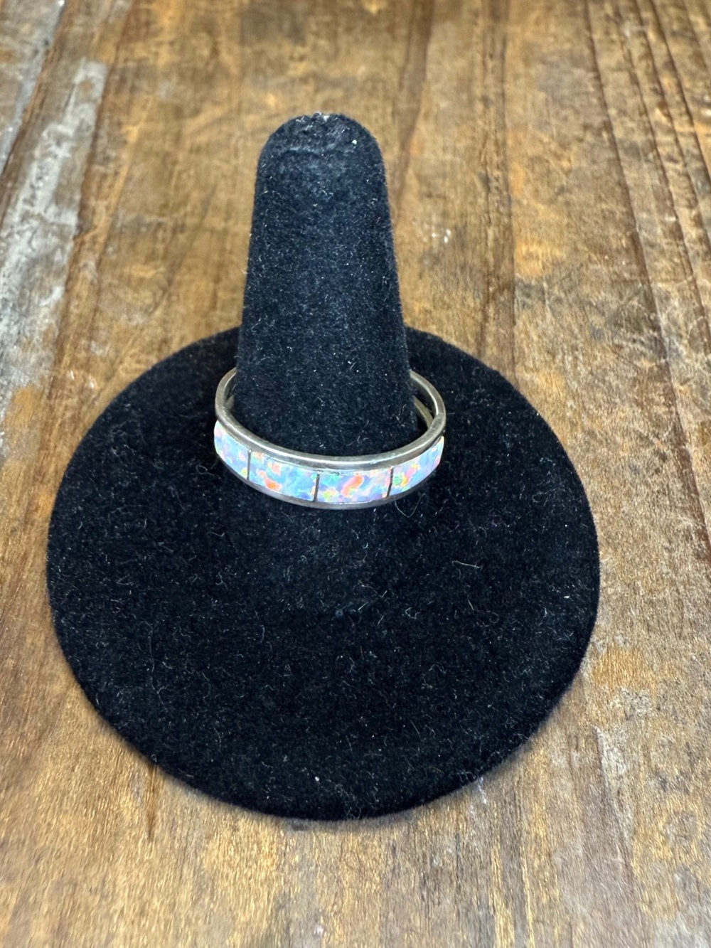 Sterling Silver Opal-Inlay Women's Band - Iridescent White